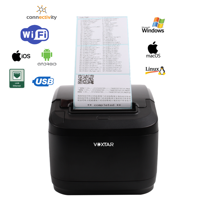 Voxtar 20-82mm width 2 IN 1 BT/WIFI/LAN/USB Thermal Label Printer Receipt Printer POS Printer Bar code printer