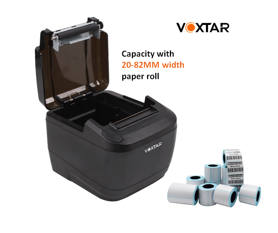 Voxtar 20-82mm width 2 IN 1 BT/WIFI/LAN/USB Thermal Label Printer Receipt Printer POS Printer Bar code printer