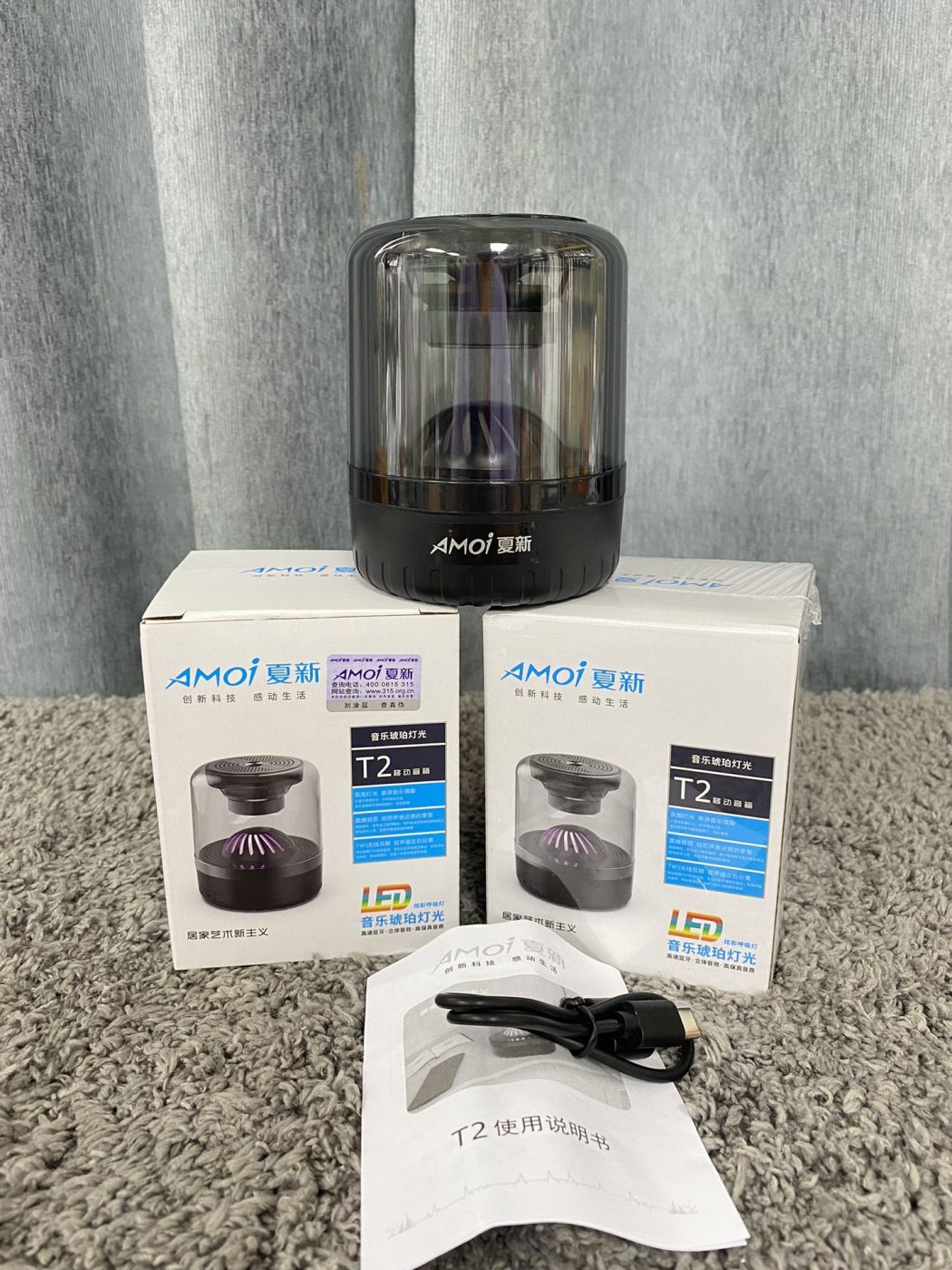 Affordable TWS Speaker with LED Light & Mic，Low cost BT speaker AMOI T2 Liqudation wholesale 