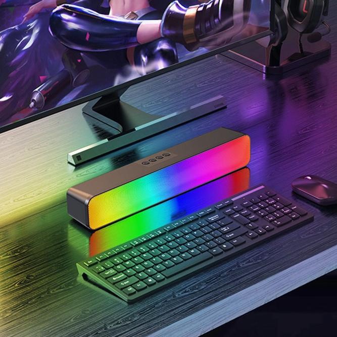 Elevate LED Soundbar M8 Smart Bluetooth Wireless Elevate Led Soundbar Desktop Speaker  Supported 7 Types Stylish RGB Lighting Effects Smart Soundbar Speaker