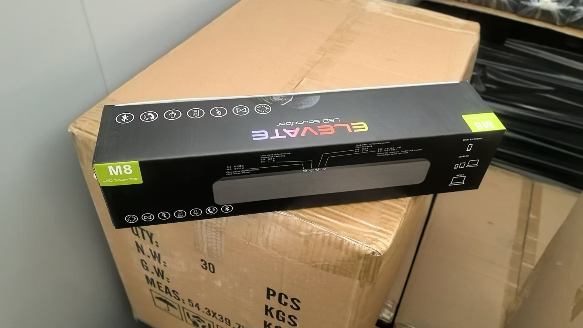 Elevate LED Soundbar M8 Smart Bluetooth Wireless Elevate Led Soundbar Desktop Speaker  Supported 7 Types Stylish RGB Lighting Effects Smart Soundbar Speaker
