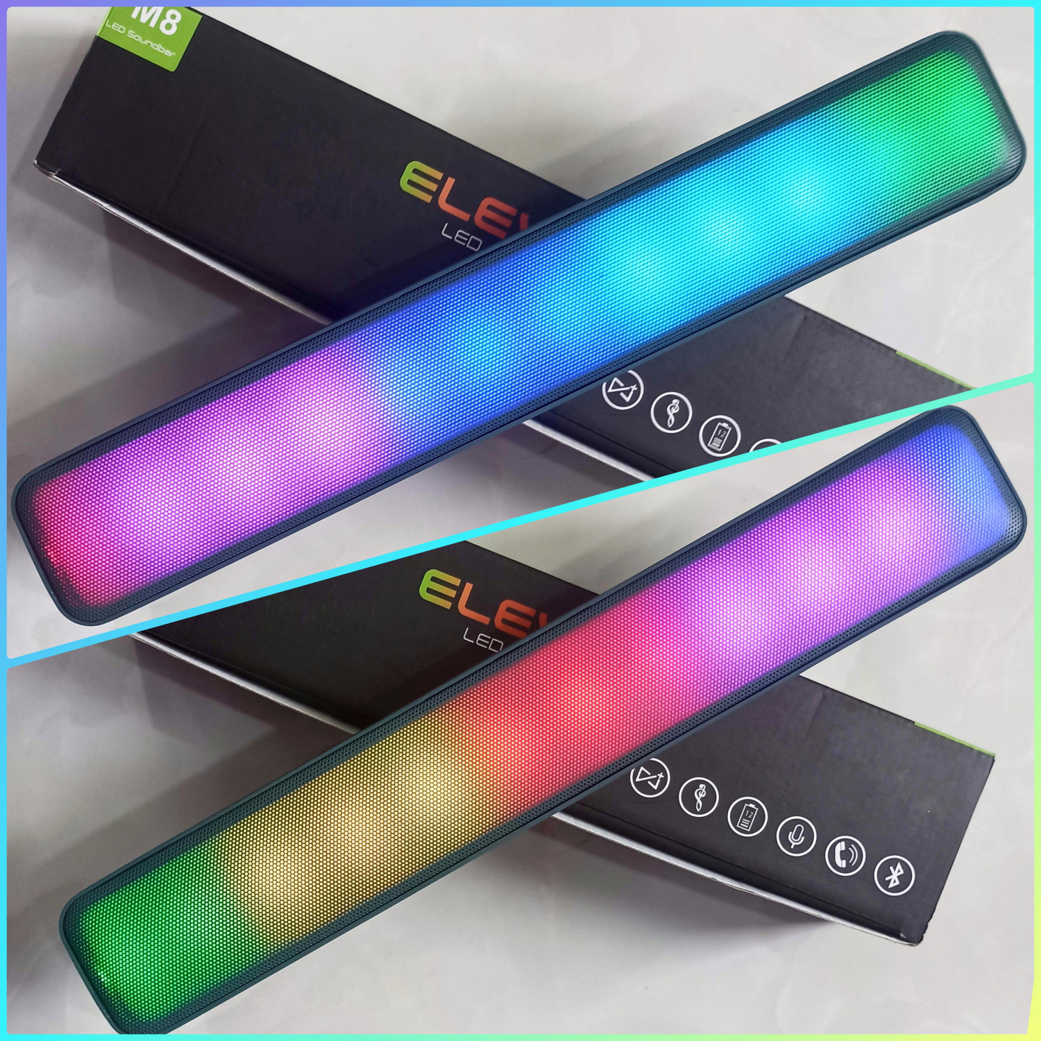 Elevate LED Soundbar M8 Smart Bluetooth Wireless Elevate Led Soundbar Desktop Speaker  Supported 7 Types Stylish RGB Lighting Effects Smart Soundbar Speaker