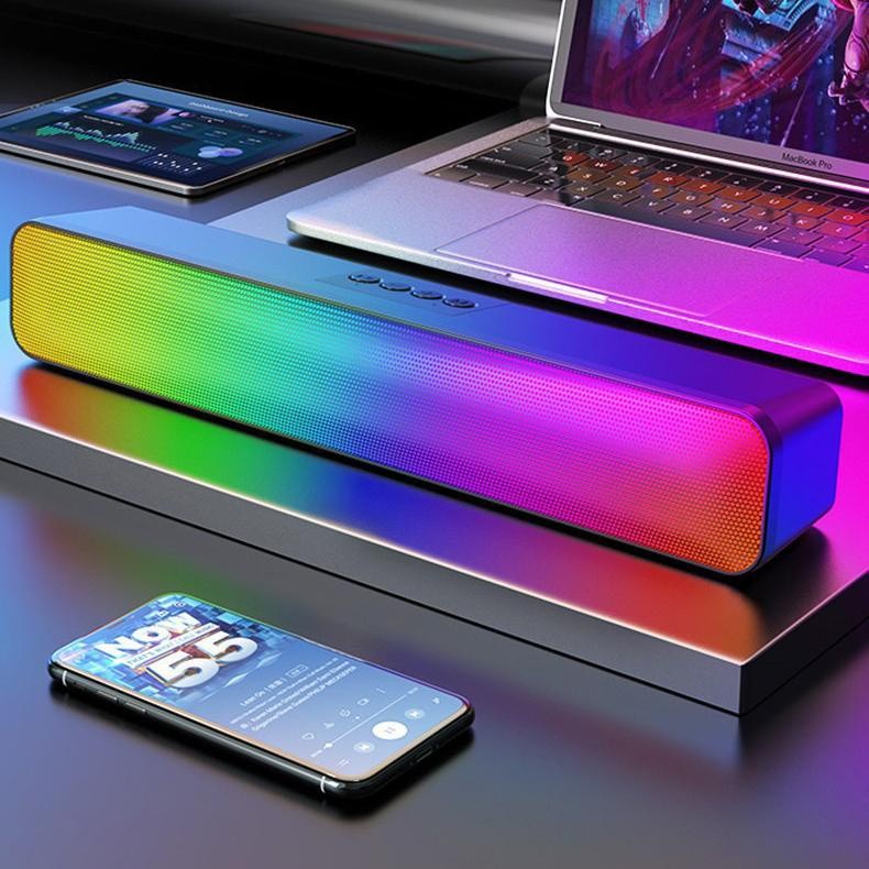 Elevate LED Soundbar M8 Smart Bluetooth Wireless Elevate Led Soundbar Desktop Speaker  Supported 7 Types Stylish RGB Lighting Effects Smart Soundbar Speaker