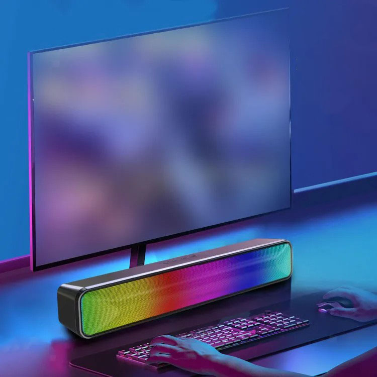 Elevate LED Soundbar M8 Smart Bluetooth Wireless Elevate Led Soundbar Desktop Speaker  Supported 7 Types Stylish RGB Lighting Effects Smart Soundbar Speaker