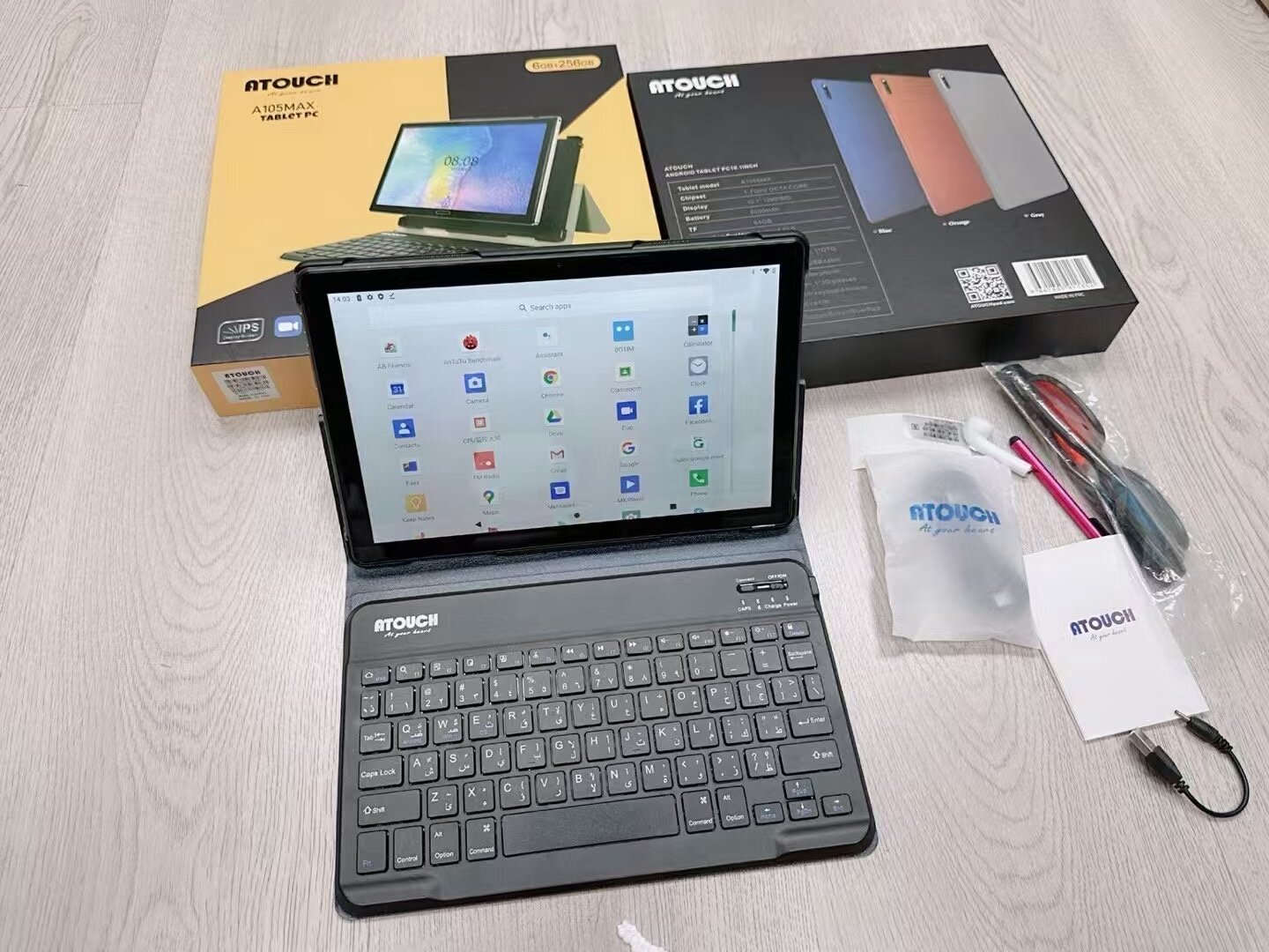 Wholesale ATOUCH A105 MAX 10.1 Inch MTK Android Tablet 1.7GHZ Octa Core 2 In 1 Tablet PC Laptop For Business