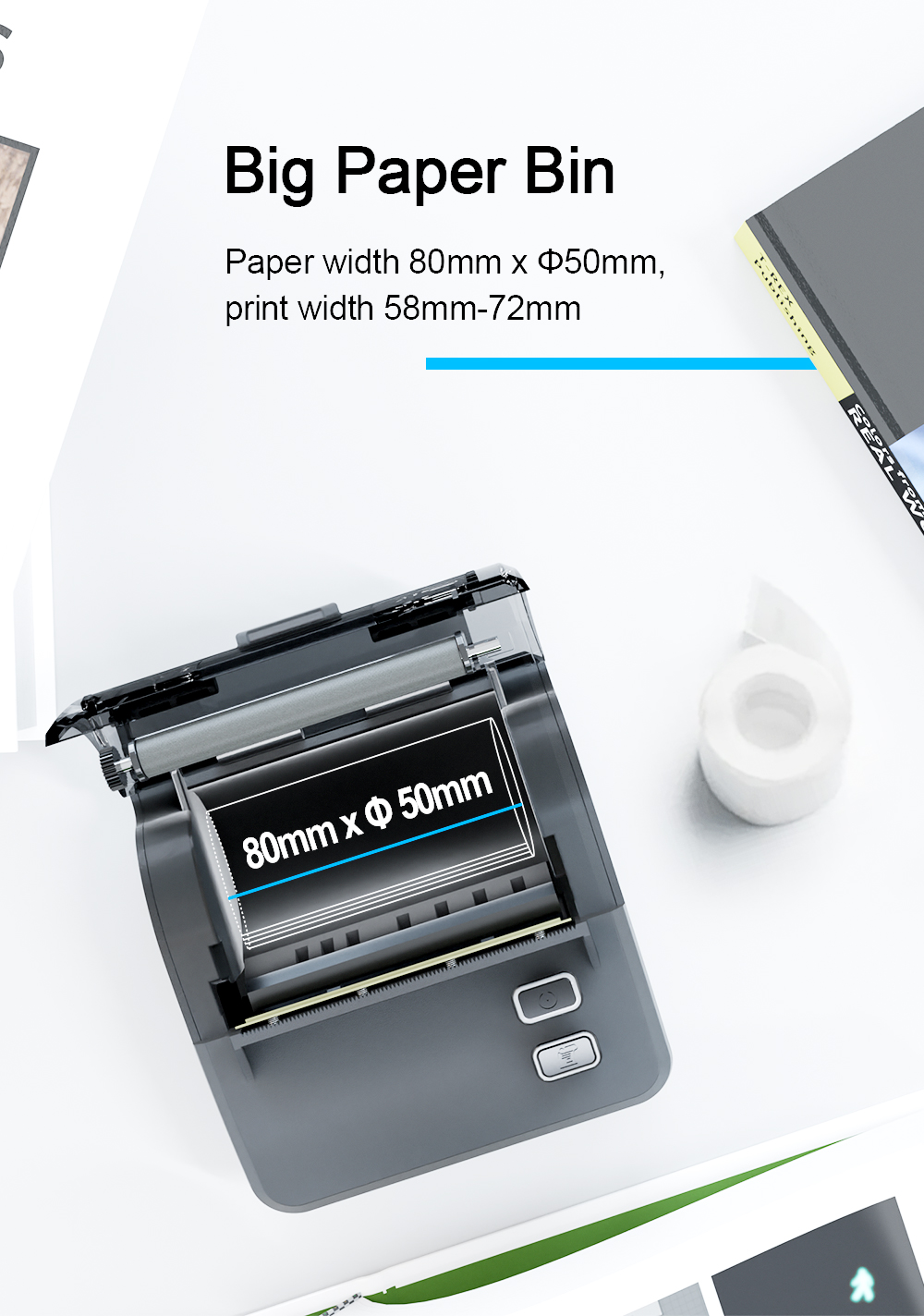 Voxtar 80/58mm portal/Car bill printer bill printer Built with 1800mAh battery Bluetooth Thermal Printer WIFI Receipt Printer Portable Bill Printer
