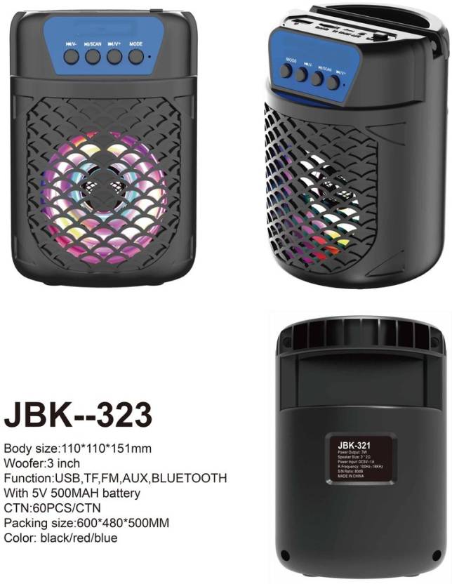 Blue Birds JBK-323 Wireless Bluetooth Speaker, Portable Wireless Outdoor Speaker Surround Support FM/ USB/ MIC/ AUX/ TFCard/Bluetooth compatible with All mobiles High Performance Sound Wirless Bluetooth Speaker For Home Outdoor Dance Stereo Music For Music Lover perfect for home audio player and out